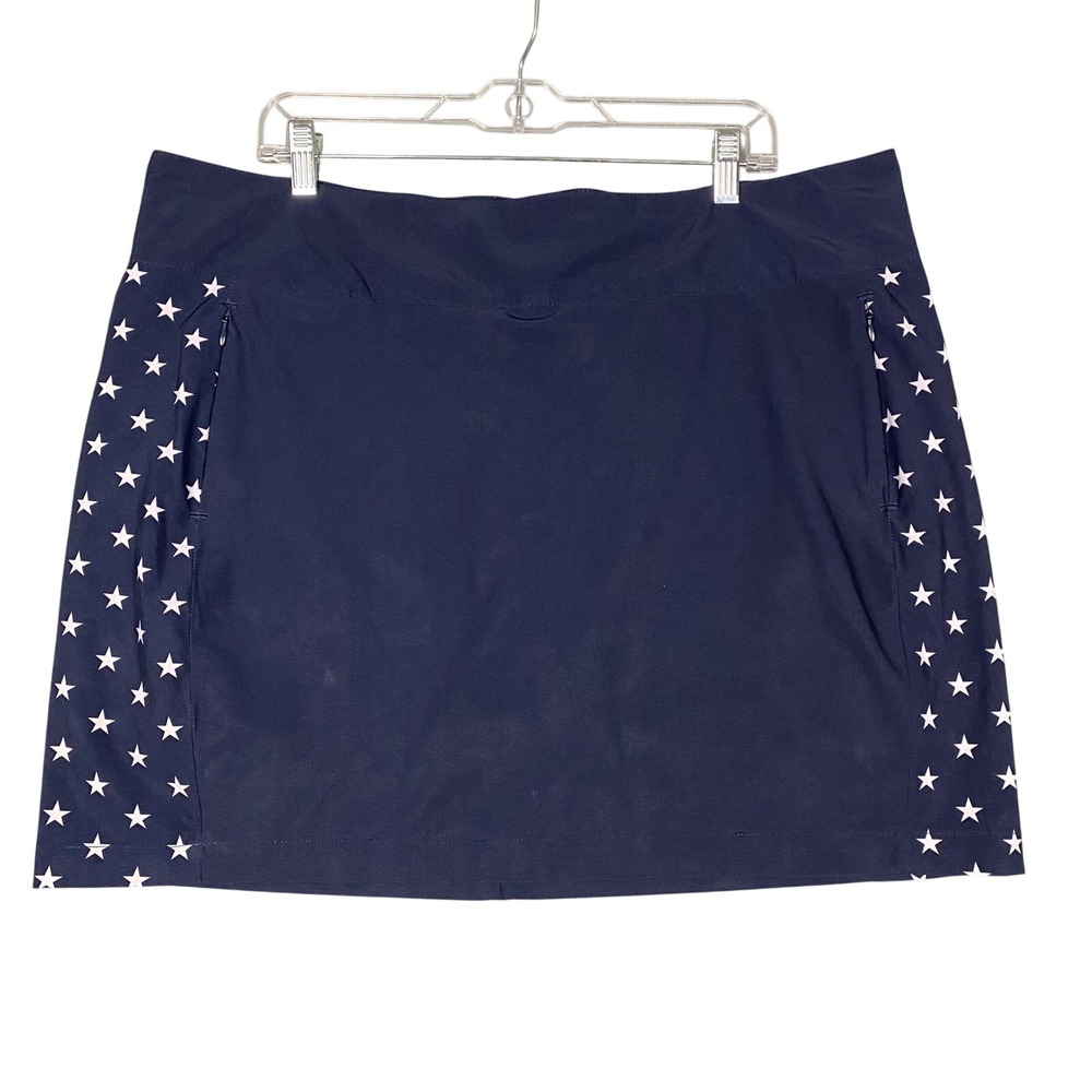 Antigua Womens Navy Blue Star Print‎ Desert Dry Golf Skort Size 16 Patriotic